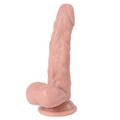 REAL Реалистичный фаллоимитатор с мошонкой на присоске, (RS10034) silicone, 17,5х4 см, телесный