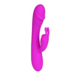 Вибратор с клиторальным отростком в форме зайчика Hunter, лиловый