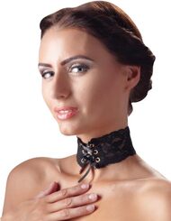 Кружевной чокер со шнуровкой на шею Cotelli Collection, чёрный