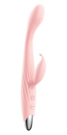 Вибратор ультратонкий с клиторальным отростком Sexy Game 12 см, нежно-розовый