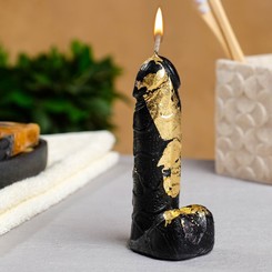 Фигурная свеча с поталью 12,5 см, черная