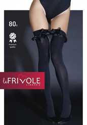Le Frivole Чулки с атласными бантами, черные, S-M