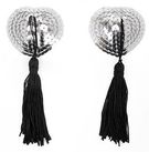 Пэстисы с пайетками круглые с кисточками Sexy Nipple Tassels, серебро