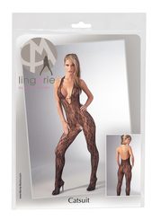 Комбинезон ажурный с интимным доступом Mandy Mistery, черный, S-M
