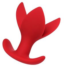 Анальная пробка силиконовая расширяющая Flower 9 см, красный