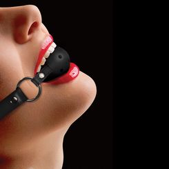 Shots Toys Кляп-шарик Ball Gag with Leather straps, чёрный
