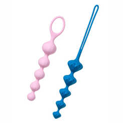 Satisfyer Набор анальных цепочек Beads, розовая и синяя