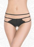 Трусики с бусинами и тройными бретелями на поясе FlirtOn, черные, L-XL